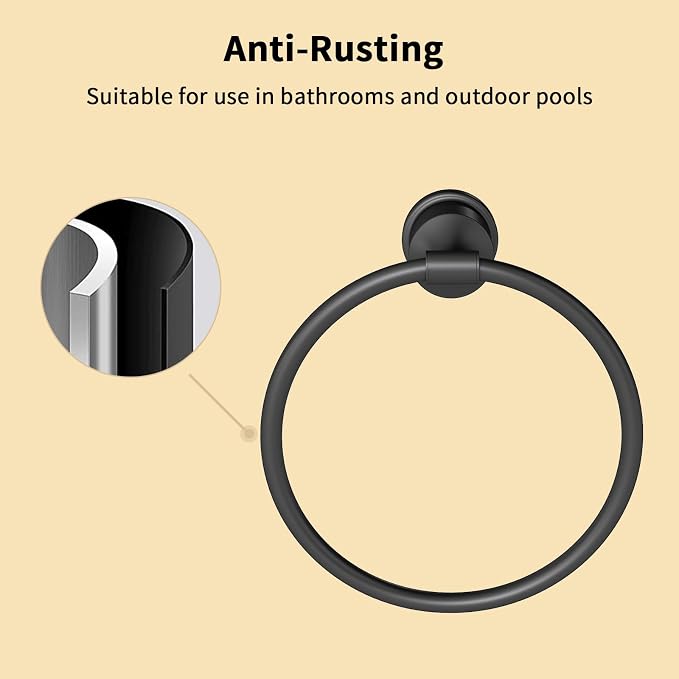 Matte Black Bathroom Accessories Set, 4 Pieces Bathroom Hardware Set, Towel Bar Set Stainless Steel Wall Mounted, Towel Racks for Bathroom, Robe Towel Hooks, Toilet Paper Holder
