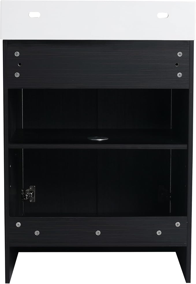 24" Freestanding Bathroom Vanity,24 Inch Bathroom Vanity with Sink,Modern Single Sink Bathroom Vanity Combo,Black Floor Stand Cabinet Set