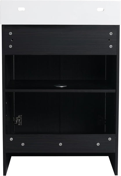 24" Freestanding Bathroom Vanity,24 Inch Bathroom Vanity with Sink,Modern Single Sink Bathroom Vanity Combo,Black Floor Stand Cabinet Set