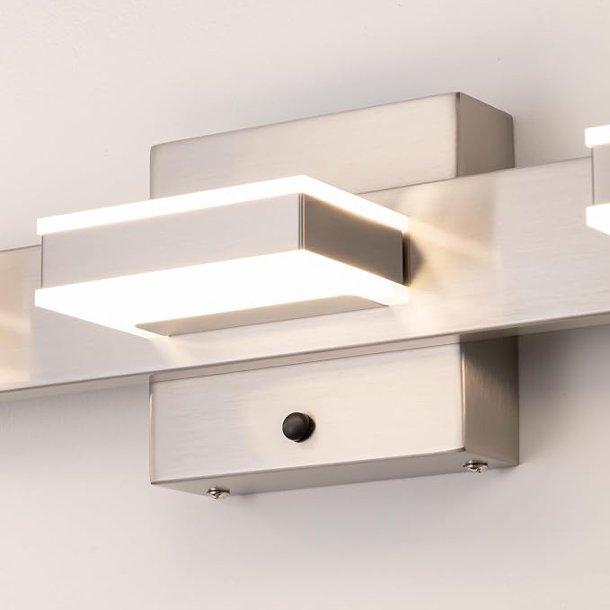 mirrea 20" 3 Light 3CCT LED Brushed Nickel Bathroom Vanity Light Fixture | Over Mirror,3000K/4000K/5000K ,Dimmable,Light Fixtures for Mirror,Rust-resistant,Moisture-resistant,Acrylic shade