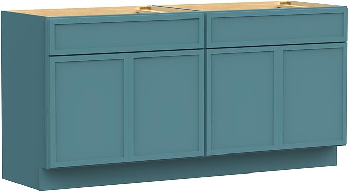 Vanity Art 66 Inch Bathroom Vanity Base Cabinet Double Sink Top (Without Sink), Soft Closing Door, Storage Unassembled Cabinet, Green, 2ea 33 Inch Cabinet Combo