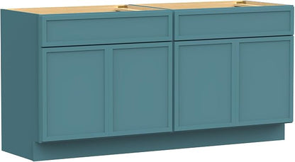 66 Inch Bathroom Vanity Base Only, Double Vanity Cabinet with Soft Closing Door, 2ea 33 inch Cabinet, Without Top,Green