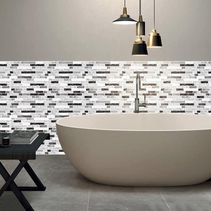 STICKGOO Thicker Design Peel and Stick Tile Backsplash, 12”×12”Stick on Backsplash for Kitchen, Self Adhesive Tile for Kitchen Backsplash and Bathroom(10 Sheets, Carrara Grey)