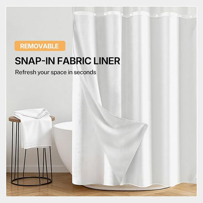 River Dream 2 Pack Snap in Shower Curtain Liner Replacement,White,70x54 | with Magnets,Detachable Liner,Quick Dry，Machine Washable，Fit for River Dream 71(W) x 74(H) with Window Shower Curtain