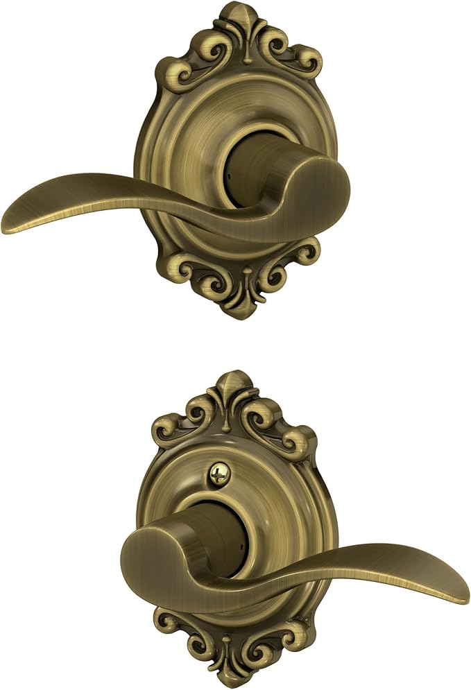 SCHLAGE Trim with SCHLAGE Hall and Closet Lever, Antique Brass (F10 ACC 609 BRK)