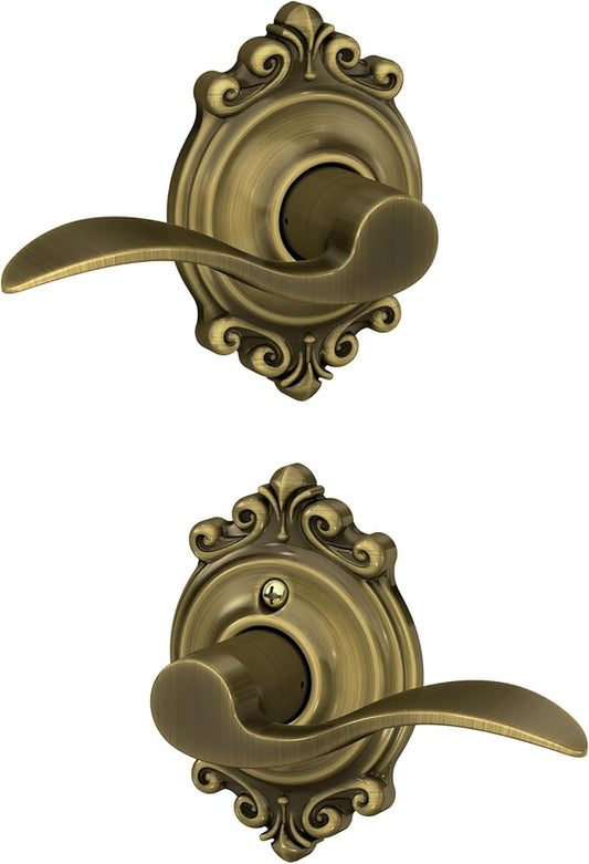 SCHLAGE Trim with SCHLAGE Hall and Closet Lever, Antique Brass (F10 ACC 609 BRK)