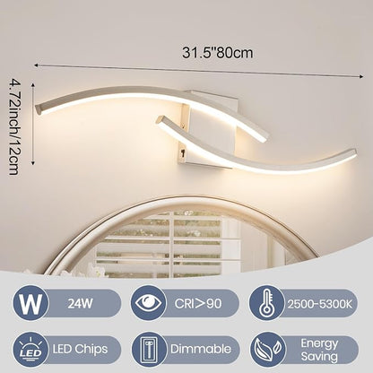 31.5 inch Modern Bathroom Vanity Light Brushed Nickel Lights Fixtures Dimmable 5CCT Led Bathroom Light Fixture Over Mirror Modern Wall lamp for Cabinet Hallway