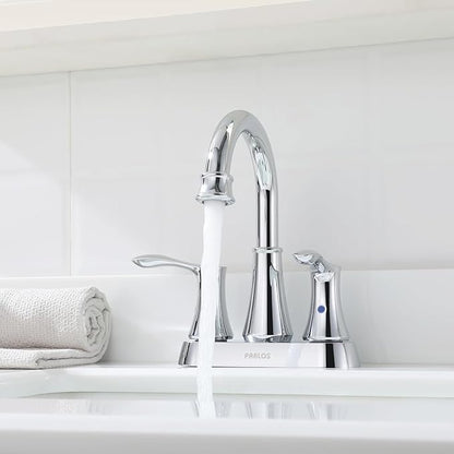 PARLOS Swivel Spout 2-Handle Bathroom Sink Faucet with Metal Pop-up Drain and Faucet Supply Lines, Chrome, Demeter 1362701
