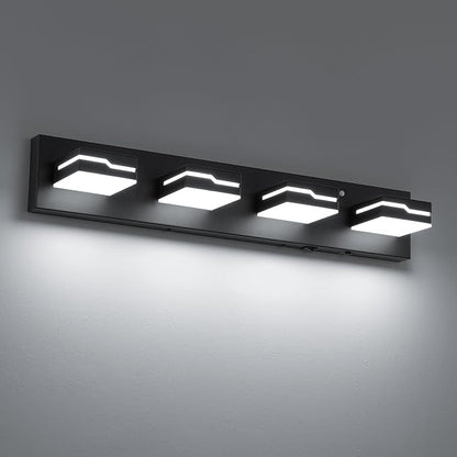 LED Wireless Motion Sensor Modern Bathroom Vanity Light Fixtures 4-Light, 25.5 inch 3CCT Dimmable Black Auto-Off Vanity Lights for Bathroom Lighting, with 350° Rotatable Acrylic Heads