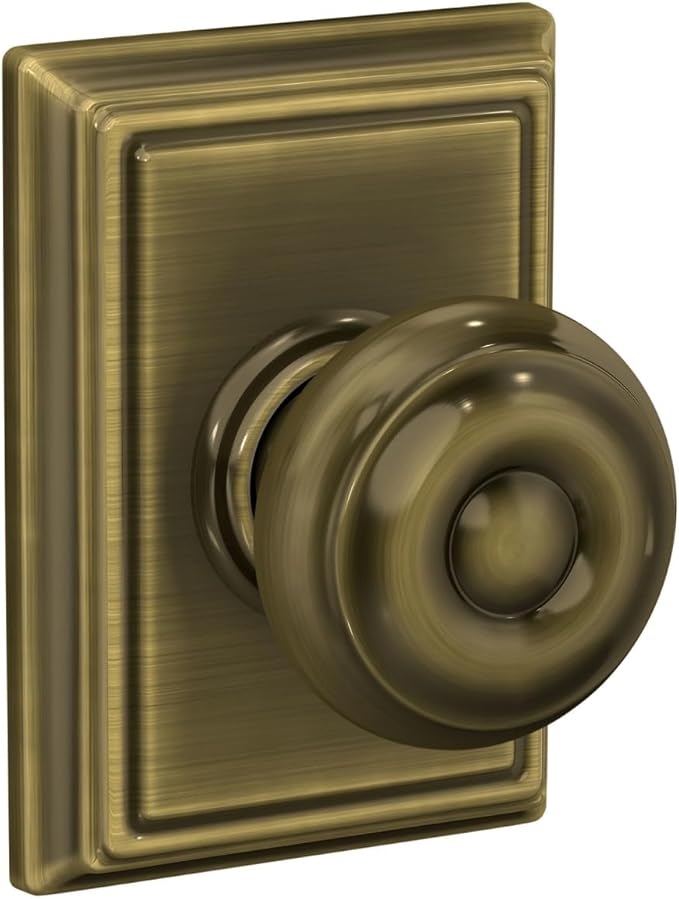 SCHLAGE F10GEO609ADD Addison Collection Georgian Passage Knob, Antique Brass