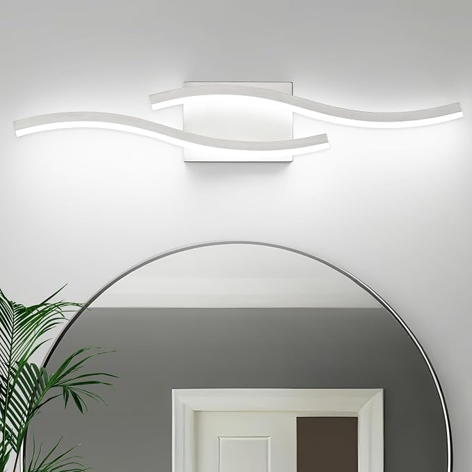 PRESDE 24" LED Bathroom Vanity Light, Modern Brushed Nickel Wall Bar Fixture Over Mirror Dimmable
