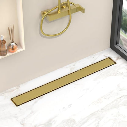 YEFU Gold Shower Drain 36 Inch with Tile Insert, Linear Drain for Bathroom | Anti-Corrosion,304 Stainless Steel, Rectangle Shower Drain with Hair Strainer, Fast Drainage, Drain Shower Reversible Grate