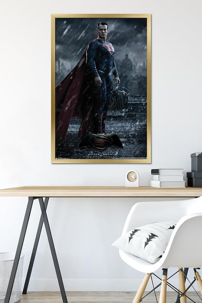 Trends International DC Comics Movie - Batman v Superman - Superman Wall Poster, 22.375" x 34", Gold Framed Version