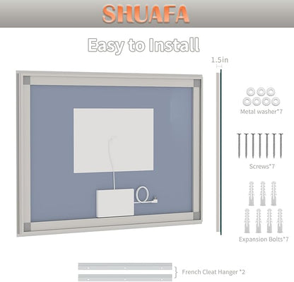 LED Mirror for Bathroom, 55x40 Inch Backlit + Front Lighted Bathroom Vanity Mirror with Lights for Wall, Double Light Strips, 3 Colors, Shatter-Proof, Anti-Fog and Brightness Memory