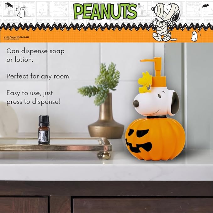 Peanuts Snoopy Soap/Lotion/Hand Sanitizer Resin Pump Dispenser, 10.01 Ounces, Halloween, (Officially Licensed Product) by Franco
