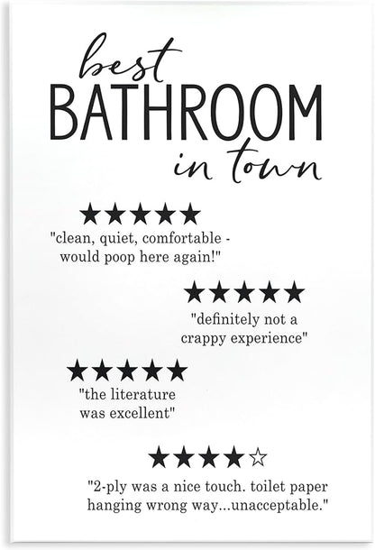 Funny Bathroom Five Star, 10 x 15 Inch Mounted Print on Wall Plaque | Stupell Industries · By Lettered and Lined · Hand finished and ready to hang · Made in USA