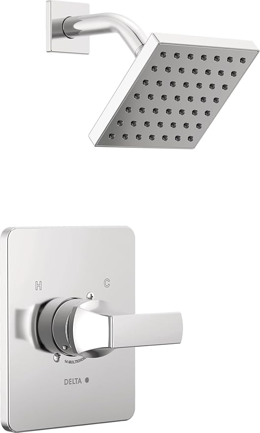 Delta Velum 14 Series Shower Faucet Set, Chrome Shower Head and Handle Set, Valve Trim Kit, Chrome T14237 (Valve Not Included)