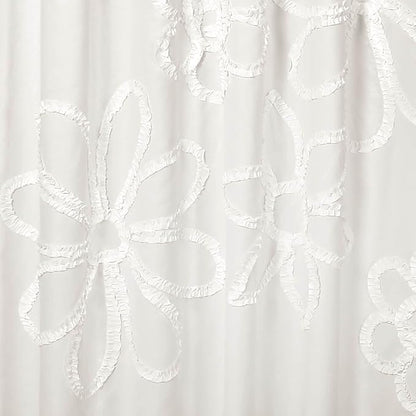 Lush Decor White Ruffle Flower Polyester Shower Curtain, 72" x 72"