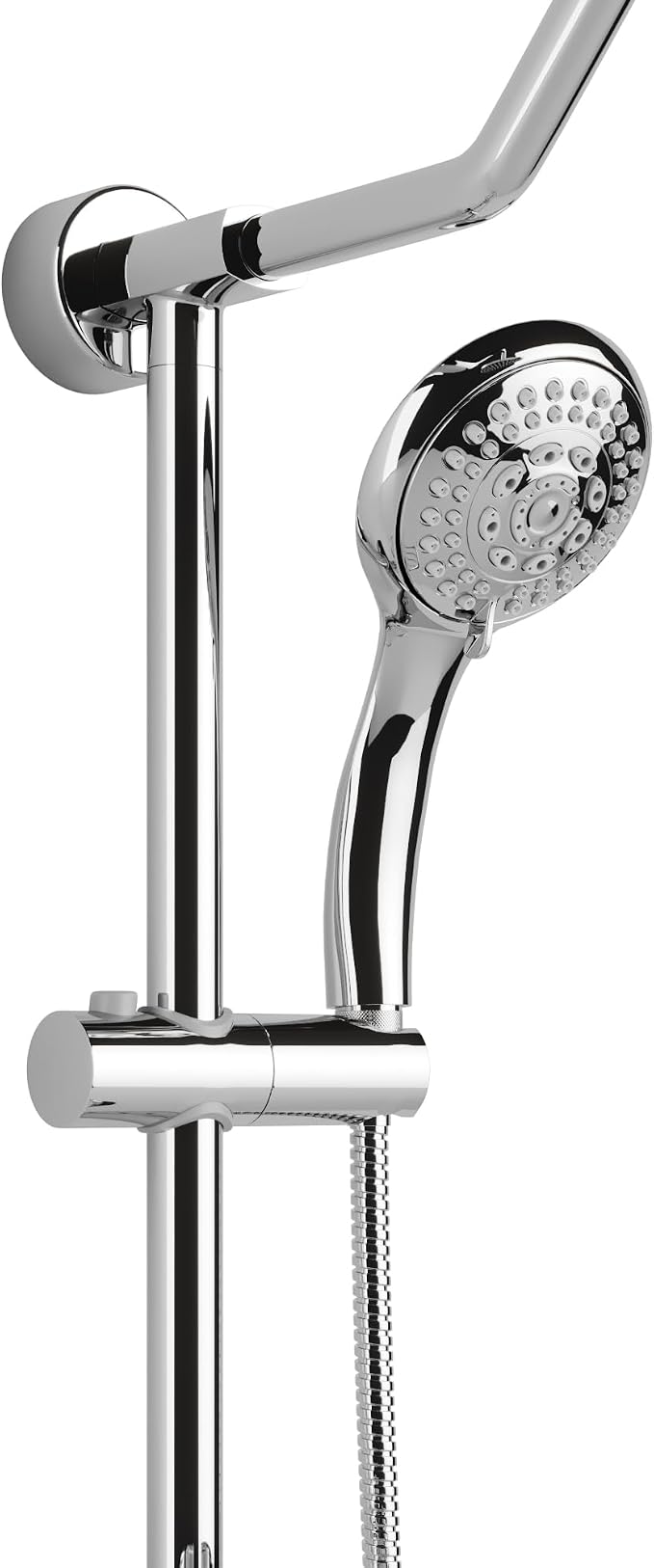 PULSE ShowerSpas Kauai III Polished Chrome Rain Shower Head with Handheld Spray - 2.5 GPM, 8" Showerhead, 5-Function HandShower, Adjustable Slide Bar - Shower Heads with Handheld Spray Combo