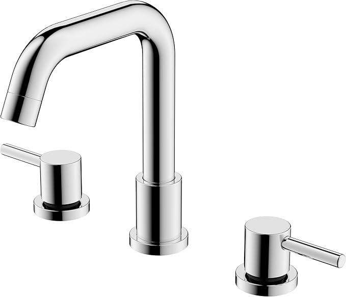 Two Handles Widespread 8 inch Bathroom Faucet,Split Lavatory Sink Faucet,Pop Up Drain,cUPC Supply Line,360°Swivel Spout,7-Shape Tube Chrome Plated