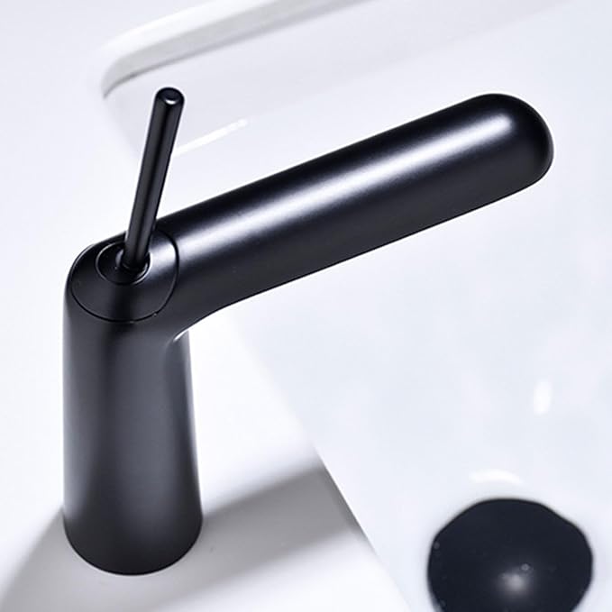 Faucet for Bathroom Sink Single Handle Brass Bathroom Water Faucet Single Hole Black