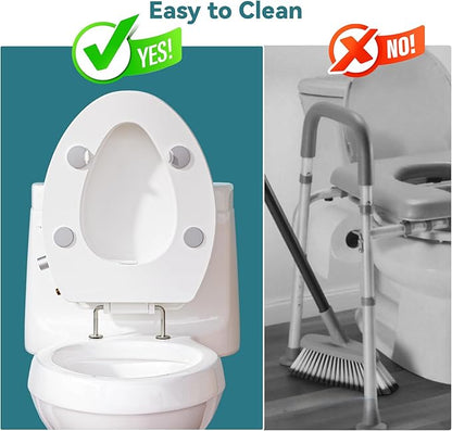 3" Raised Toilet Seat with Bidet - Non-Electric Bidet with Dual Nozzles - Elevated Toilet Risers for Seniors & Limited Mobility - Easy Install & Clean (Elongated)