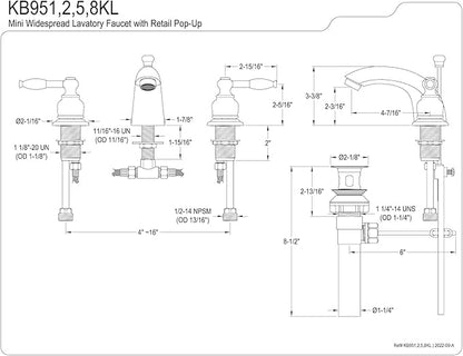 Kingston Brass KB958KL Mini-Widespread Bathroom Faucet, Brushed Nickel