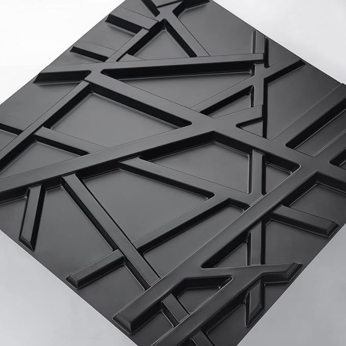 Art3d 19.7" x 19.7" (Pack of 12) Wall Panel Stripes, Black