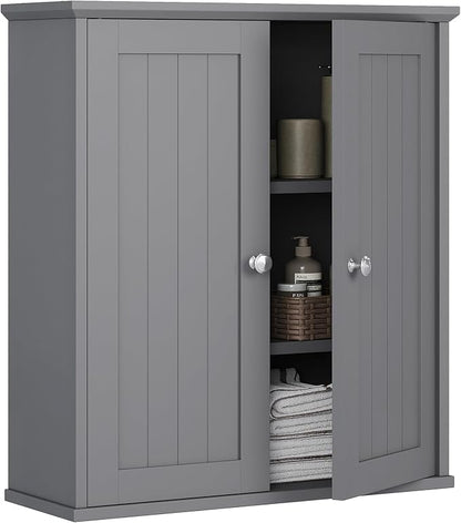 Bathroom Wall Cabinet, Bathroom Cabinet Wall Mount, Over Toilet Space Saver Storage Cabinets Wall Mounted, Wood Medicine Cabinets with Doors, Grey