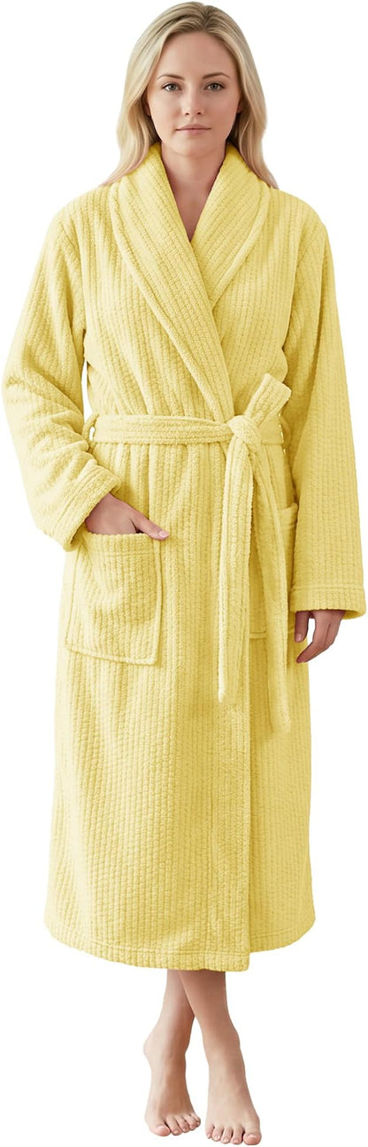 PJGGZ Women's Shawl Collar Bathrobe, Soft Long Towel Robes for Women - Super Absorbent Quick Dry yet Warm