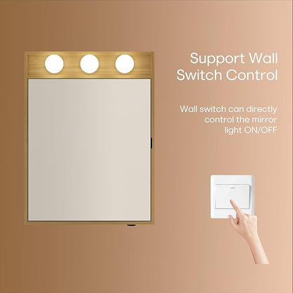 28x20 LED Lighted Bathroom Medicine Mirror Cabinet with Sockets & USBs, Dimmable Light and Color Adjustment, LED Bulbs, Easy to Install