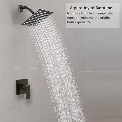 Oil Rubbed Bronze Shower Faucet Set Bathroom Rainfall Shower System with Stainless Steel Metal Shower Head Single Function Shower Trim Kit with Rough-in Valve