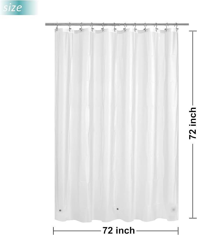 Mrs Awesome Frosted Shower Curtain Liner with Magnets, 72x72 | 3 Bottom Magnets,12 Rustproof Grommets,Frost PEVA Plastic Shower Curtain for Bathroom, Lightweight & Waterproof, 72 x 72