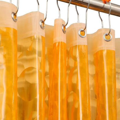 Ga-Geetopia Orange EVA 3D Water Cube Plastic Shower Curtain Liner - 72" x 72" Bathroom Shower Showroom Curtain Liner with Rustproof Metal Gromments and Weighted Magnet