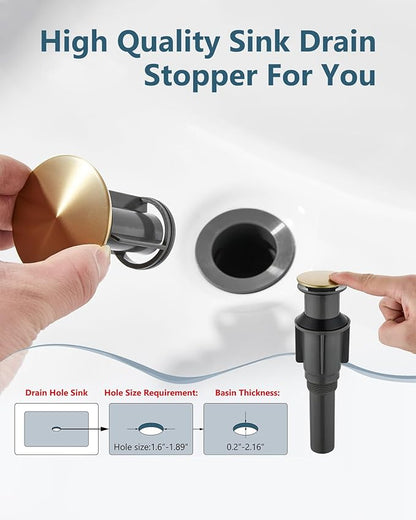 Aolemi Vessel Sink Faucet – SUS304 Stainless Steel Tall Bathroom Faucet,Single Lever Handle,1 Hole Bathroom Faucets with Supply Lines and Pop Up Drain,Gold
