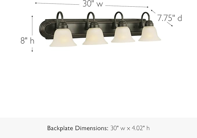 Allante 4-Light Vanity Light, Oil Rubbed Bronze Finish, Frosted Glass Shades, Dimmable, Bathroom Wall Fixture – Design House, 506626