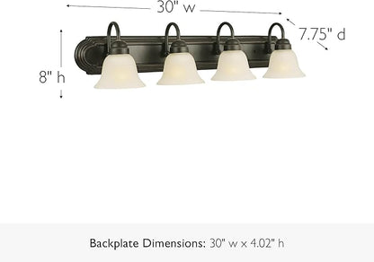 Allante 4-Light Vanity Light, Oil Rubbed Bronze Finish, Frosted Glass Shades, Dimmable, Bathroom Wall Fixture – Design House, 506626