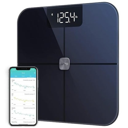 Wyze Smart Bathroom Scale & Body Analyzer, Bluetooth, 400 lbs, Navy Blue | Tracks 12 metrics, Crisp LED Display, Sync with Fitness Apps, Heart Rate Tracking, Auto-Recognition & Sharing