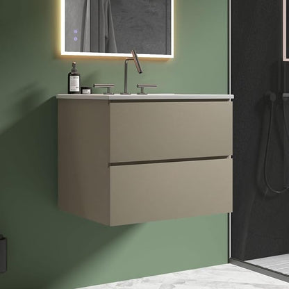 24" Bathroom Vanity with Sink, Modern Floating Vanity with Double Soft Closing Drawers, Large Storage for Small Space, Space Gray, Fully Assembled - Iris Collection