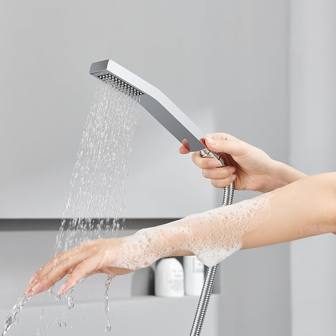 Shower System 12 Inches Rain Shower Combo Set Chrome Ceiling Mount Shower Faucet Bathroom Faucets with Rainfall Shower Head and Hand Shower