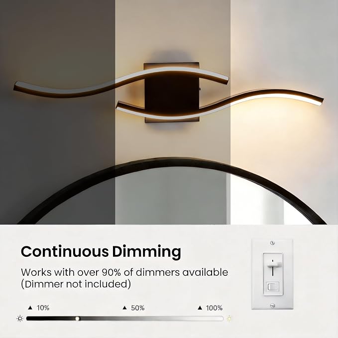 Vanity Light for Bathroom, 23.6 Inch Black LED Dimmable | Bathroom Lights Fixture Over Mirror, 5CCT Adjustable Color Temperatures Modern Wall Sconces for Bathroom Bedroom Living Room