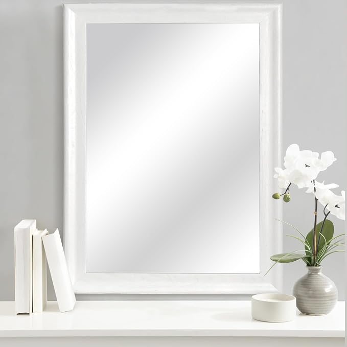 White Wall Mirror for Bathroom,Rectangle Large 30 x 40 inch Vanity Mirrors | Rustic Hanging Mirror for Living Room,Bedroom,Entryway (30x40 inch, White)