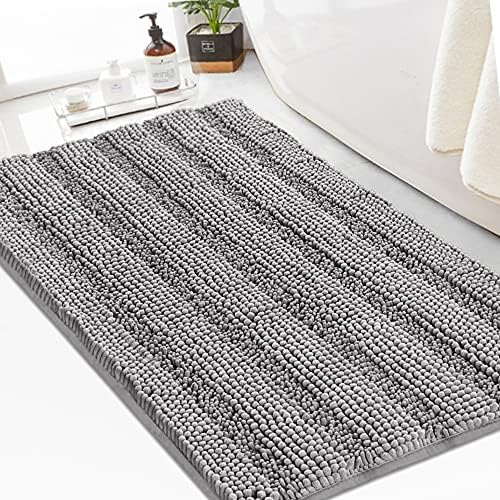 Turquoize Bathroom Rug 24"x36", Soft Absorbent Chenille Bath Rug, Dove