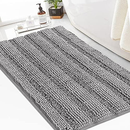 Turquoize Bathroom Rug 24"x36", Soft Absorbent Chenille Bath Rug, Dove