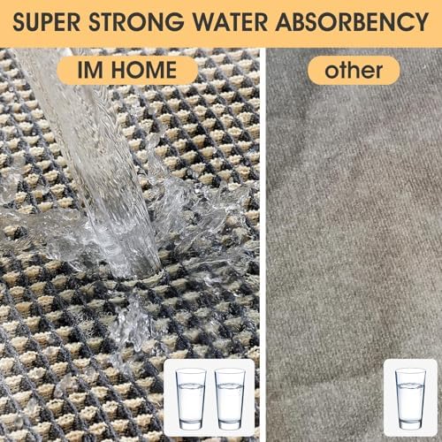 IM HOME Waffle Bath Mat Grey & Beige 5'x2', Boho Woven Modern Bath Mat Rugs, Absorbent Non Slip Bathroom Rugs, Soft Washable Bath Rugs with Tassels for Bathroom, Bedroom, Kitchen, Shower, Tub