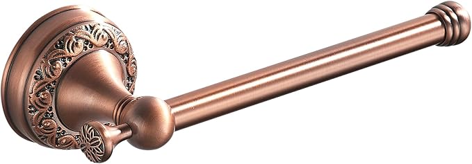 Red Copper Bath Roll Toilet Paper Holder, Wall Mounted Red Bathroom Hardware Accessories, Pattern Carving Design, PBR-4386Z