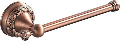 Red Copper Bath Roll Toilet Paper Holder, Wall Mounted Red Bathroom Hardware Accessories, Pattern Carving Design, PBR-4386Z