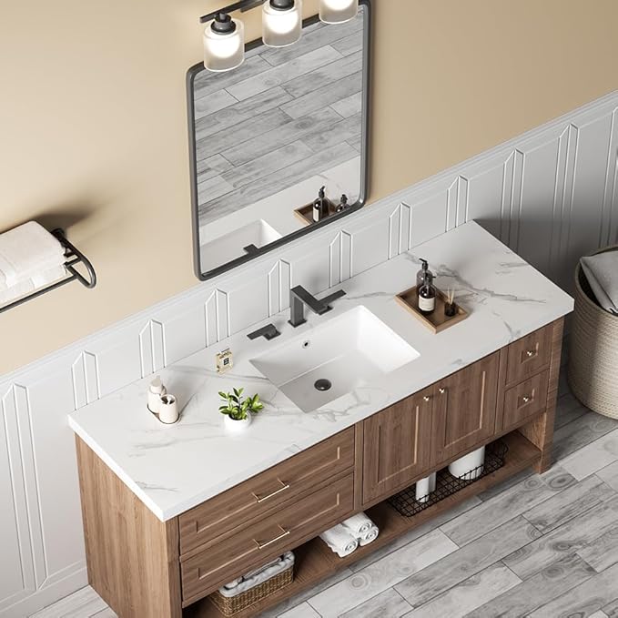 20in Undermount Bathroom Sink Rectangular, 20" x 16" Vessel Sink Rectrangle Undermount Bathroom Sink White Ceramic Lavatory Vanity Vessel Sink with Overflow