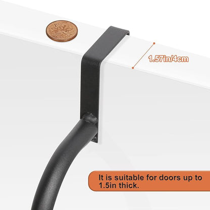 Over the Door Towel Rack Over The Door Towel Bar for Bathroom | Back of Door Towel Rack, 5 Tier Over The Door Towel Bar with Hooks, Black Door Rack Hanger, Stable Suction Cup Design