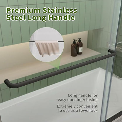 ACE DECOR Double Sliding Bathtub Shower Door 56"-60" W x 58" H, Matte Black | Tub Shower Doors for Walk-in Shower,6mm Clear SGCC Tempered Glass,Bypass Shower Enclosure Easy-Clean Nano Coating&Waterproof
